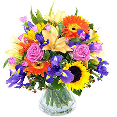 Clare Florist Summer Memories Fresh Flower Bouquet LiliesRoses And Sunflowers Hand Arranged By Florists from B&Q