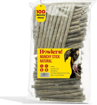 Howlers Natural Rawhide Munchy Dog Chews Treats Cigar Healthy Food Snack Pack Of 300 from B&Q