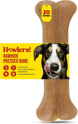 Howlers Natural Rawhide Dog Chews Treat Pressed Bones 10 Cm Pack Of 20 from B&Q