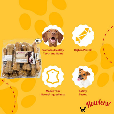 Howlers Premier Rawhide Dog Chew Treat Bones Giant 10" PressedPack Of 10 from B&Q