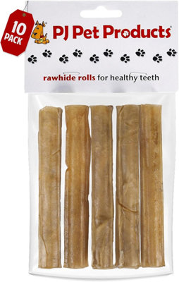 PJ Pet Products Natural Rawhide Dog Chews Treats Pressed Rolls Assorted Beef Snack Pack Of 50 from B&Q