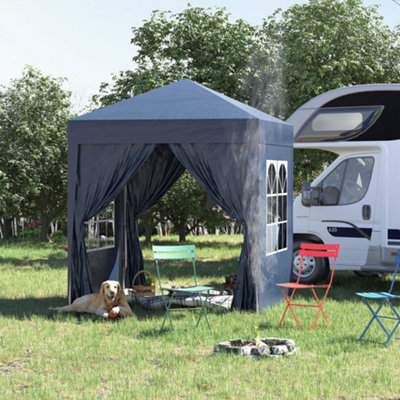 Outsunny 2Mx2m Pop Up Gazebo Party Tent Canopy Marquee With Storage Bag Blue