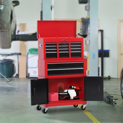 Homcom Top Chest And Roller Cabinet Combo Metal On Wheels - Image 10