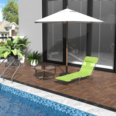 Outsunny Adjustable Sun Bed Garden Lounger Recliner Relaxing Camping Light Green from B&Q
