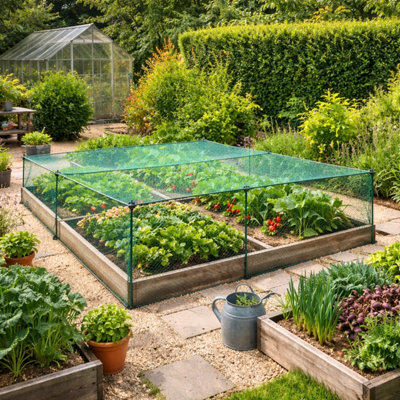 Gardenskill Fruit & Vegetable Cage 3.6X1.2X0.65M HighGarden Bird Net Plant Protection Frame Raised Bed Flower Crop Grow House from B&Q