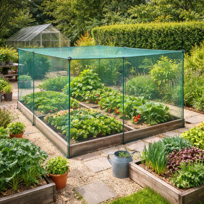 Gardenskill Fruit & Vegetable Cage 2.4X1.2X1M HighGarden Bird Net Plant Protection Frame Raised Bed Flower Crop Grow House from B&Q