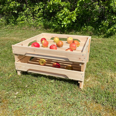 B&Q -  Traditional Wooden Apple Storage Tray Rack (Set Of 2)