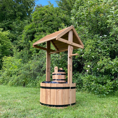 Selections Large Outdoor Wooden Wishing Well Garden Planter - Image 3