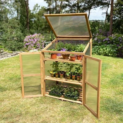 Selections Wooden Framed Polycarbonate Growhouse Mini Greenhouse from B&Q