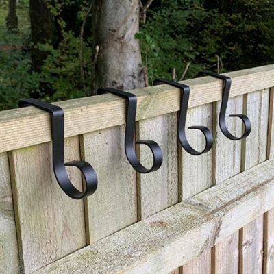 4 x Fence Hook Garden Panel Bracket Metal Hanging For Lights Bird Feeders (11cm) - Image 2