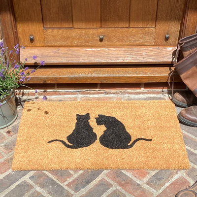 B&Q -  Cat Silhouette Indoor & Outdoor Coir Doormat
