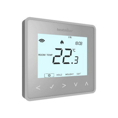 Honeywell Heatmiser Neostat V3 Platinum Silver Programmable Thermostat 230V from B&Q