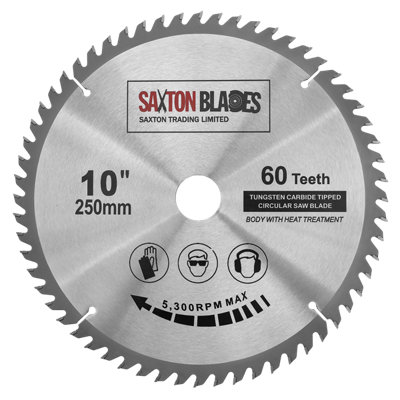 B&Q -  Saxton Tct25060T Tct Circular Saw Blade 250mm X 60T X 30mm Bore + 1620 And 25mm Reduction Rings