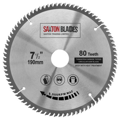 Saxton Blades Saxton Tct19080t Tct Circular Saw Blade 190Mm X 80 Teeth X 30Mm Bore + 16, 20 And 25Mm Rings
