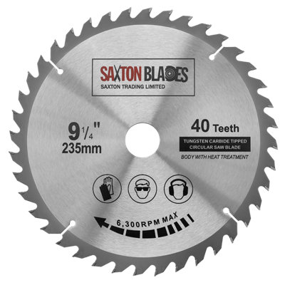 B&Q -  Saxton Tct23540T Tct Circular Saw Blade 235mm X 40T X 30mm Bore + 1620 And 25mm Reduction Rings