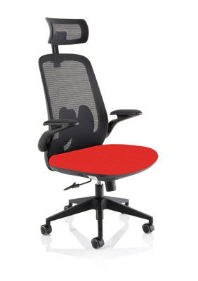 Lasino Executive Bespoke Fabric Seat Bergamot Cherry Mesh Chair With Folding Arms from B&Q