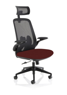 Lasino Executive Bespoke Fabric Seat Ginseng Chilli Mesh Chair With Folding Arms from B&Q