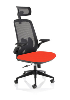 Lasino Executive Bespoke Fabric Seat Tabasco Orange Mesh Chair With Folding Arms from B&Q