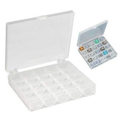 Accessotech 25 Compartment Clear Bobbin Storage Box Sewing Organiser