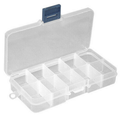 Accessotech 10 Compartment Plastic Craft Storage Box Removable Dividers