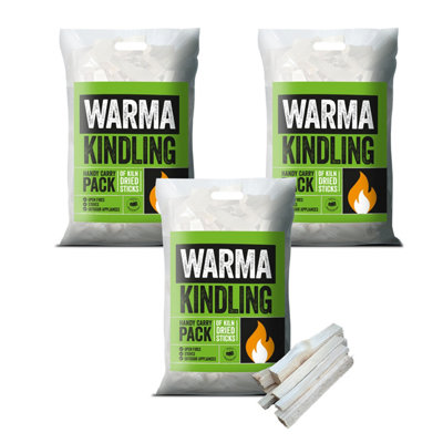 B&Q -  Premium Tinder Dry Wood Bbq Stove Burner Fuel Kindling Sticks 3 X 3Kg Carry Bags