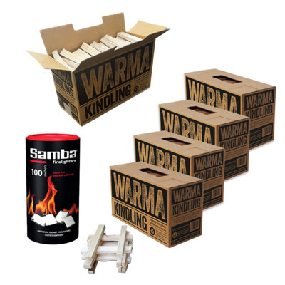 Samba Firestarters & Warma Kiln Dried Easy Light Kindling Sticks Firelighters Bundle from B&Q