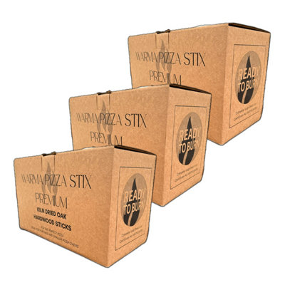 Warma Kiln Dried Hardwood Flavourless Low Moisture Ooni Nero Oven Pizza Sticks 3 X 4.5Kg Boxes from B&Q
