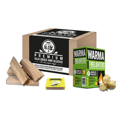 Warma Kiln Dried Hardwood Portable Oven Fuel Fire Logs Wood Pizza Blox Bundle Small