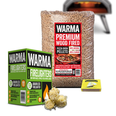 B&Q -  Premium 100% Natural Odourless Chemical-Free Ooni Pizza Oven Wood Pellets 1 X 10Kg1 X Box Of Eco Firelighters & Matches