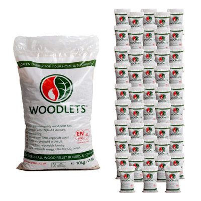 Woodlets Premium 100% Virgin Softwood Boiler Stove Pizza Oven Fuel Woodlet Pellets 48 X 10Kg from B&Q