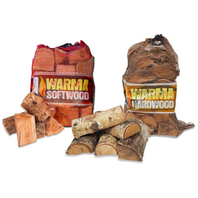 Warma 1 X 25L Net Of Softwood Logs & 1 X 27L Net Of Hardwood Logs Firewood from B&Q