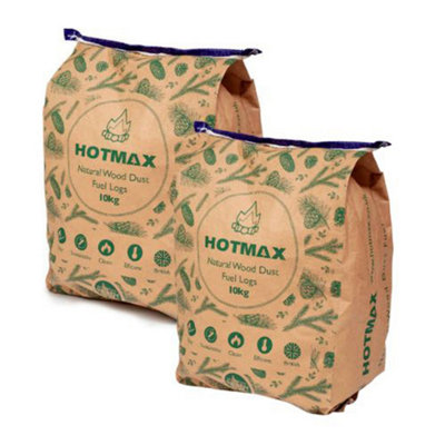 20Kg Hotmax 100% Natural Recycled Wood Dust Stove Bbq Burner Fuel Log Briquettes 1 X 10Kg from B&Q