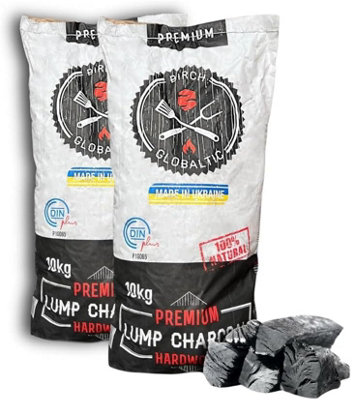 2 X 10Kg Premium Hardwood Lumpwood Birch Restaurant Charcoal 20Kg from B&Q