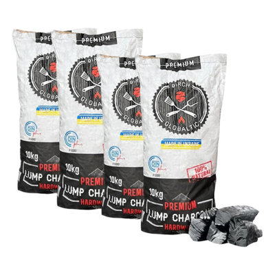 4 X 10Kg Premium Hardwood Lumpwood Birch Restaurant Charcoal 40Kg from B&Q