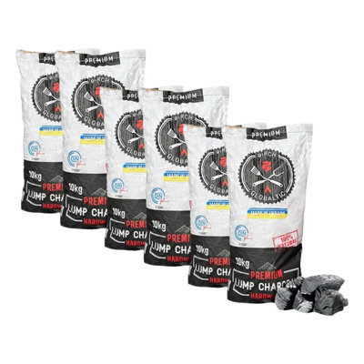 6 X 10Kg Premium Hardwood Lumpwood Birch Restaurant Charcoal 60Kg from B&Q