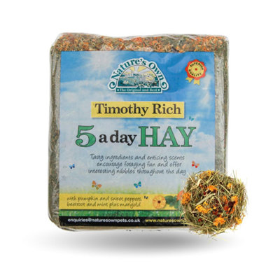 Warma 1Kg Nature's Own Timothy Hay 5 A Day Rabbit Guinea Pig Chinchilla Animal Feed from B&Q
