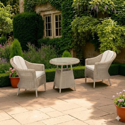 Albert Bistro SetFull Weave Rattan Wicker Style Compact Garden Furniture from B&Q