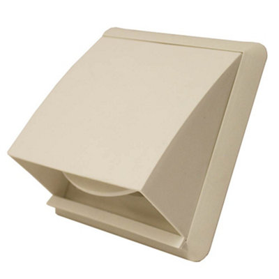Kair White Cowled Outlet Grille 155mm External Dim Wall Vent With Rectangular 110mm X 54mm Rear Spigot And Backdraught Shutter from B&Q