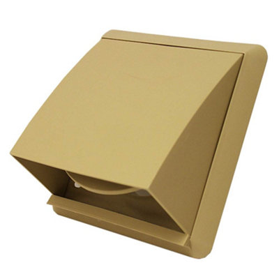Kair Beige Cowled Outlet Grille 155mm External Dimension With Rectangular 110mm X 54mm Rear Spigot And Backdraught Shutter from B&Q