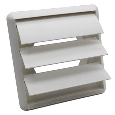 Kair Gravity Grille 155Mm External Dimension Ducting Air Vent With 100Mm - 4 Inch Round Rear Spigot And Not-Return Shutters White