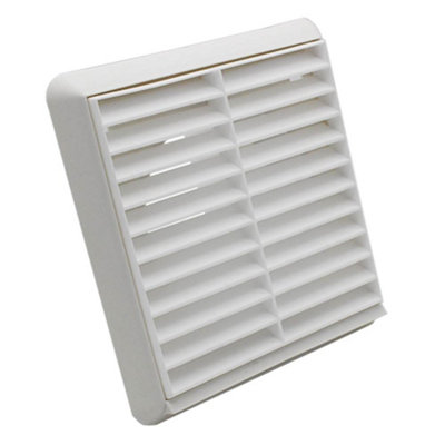 Kair White Louvred Grille 155mm External Dimension Wall Ducting Air Vent With Round 100mm4 Inch Rear Spigot from B&Q