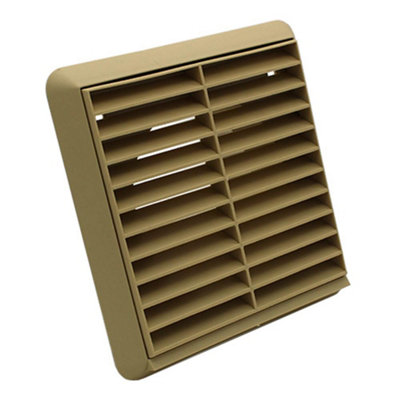Kair Beige Louvred Grille 155mm External Dimension With Round 100mm4 Inch Rear SpigotWall Ducting Air Vent from B&Q