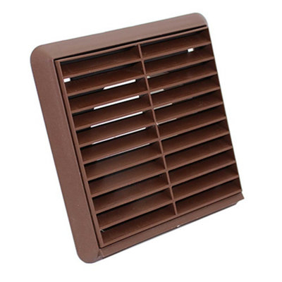 Kair Brown Louvred Grille 155mm External Dimension With Round 100mm4 Inch Rear SpigotWall Ducting Air Vent from B&Q
