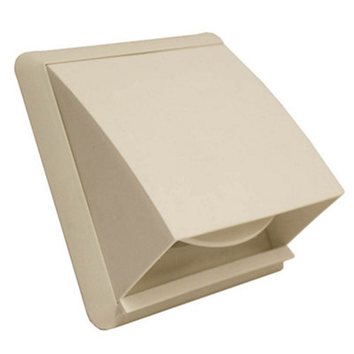 B&Q -  White Cowled Outlet Grille 155mm External Dimension Wall Vent With 100mm4 Inch Round Rear Spigot And Backdraught Shutter