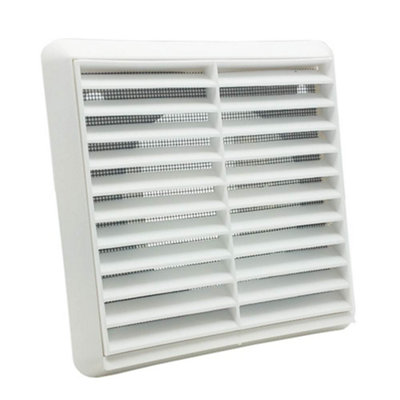 Kair White Louvred Wall Vent Grille 155mm External Dimension With Flyscreen And Round 125mm5 Inch Rear Spigot from B&Q