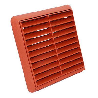 Kair Terracotta Louvred Grille 155mm External Dimension Wall Ducting Air Vent With Round 125mm5 Inch Rear Spigot from B&Q