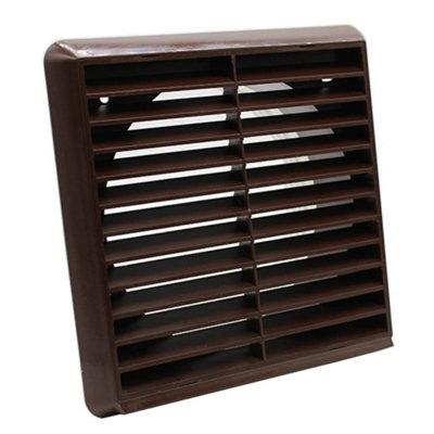 Kair Brown Louvred Grille 183mm External Dimension With Round 150mm6 Inch Rear SpigotWall Ducting Air Vent from B&Q