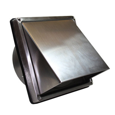 Kair Cowled External Vent 125mm5 Inch Rear Spigot Stainless Steel Grille With Backdraft Shutter from B&Q
