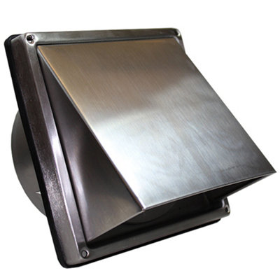 Kair Cowled External Vent 150mm6 Inch Rear Spigot Stainless Steel Grille With Backdraft Shutter from B&Q