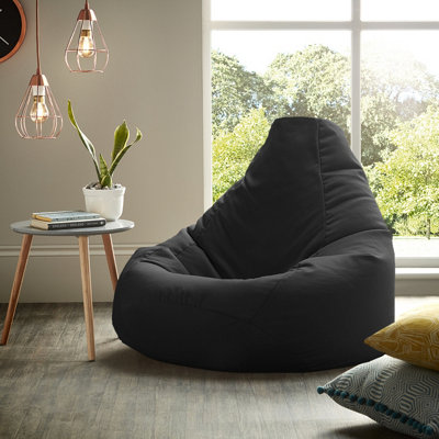 Beautiful Beanbags Adult Highback Beanbag For Indoors Or Outdoors Ready Filled Bean BagsBlack from B&Q